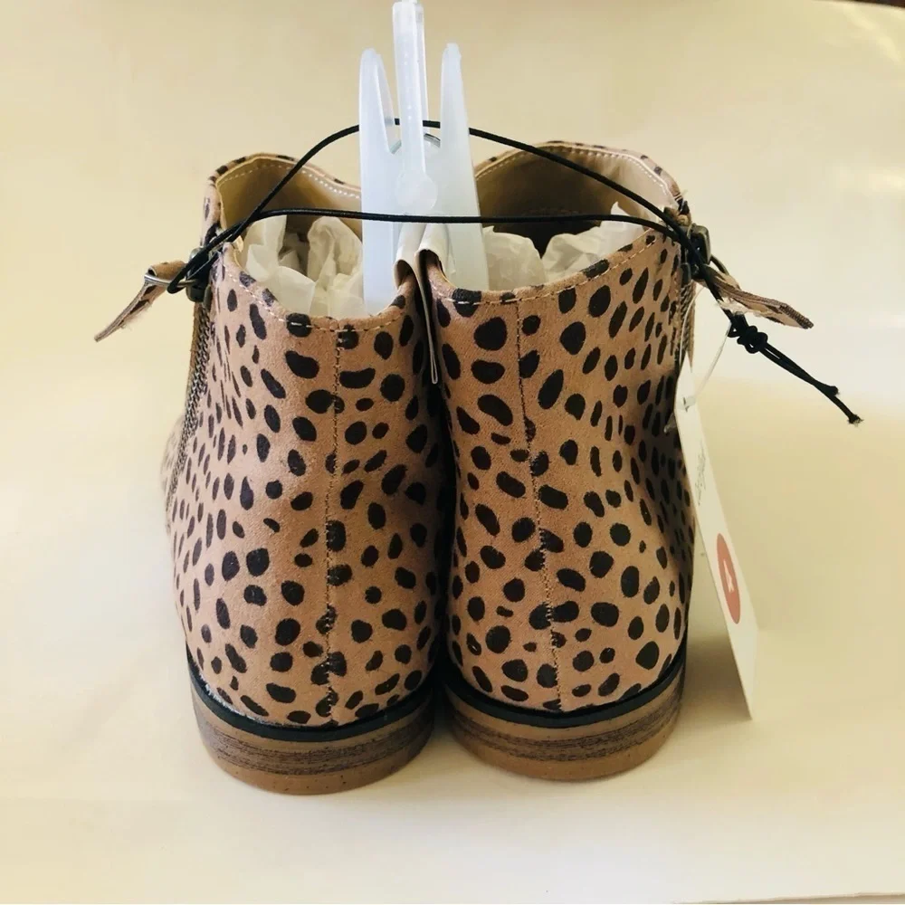 Cat & Jack Girls Judi Leopard Print Zipper Ankle Booties Size 4